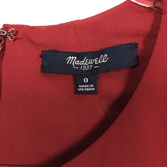 Madewell Adore Sleeveless Fit and Flare Dress Brick Burgundy Dark Red sz 0 - Picture 10 of 16